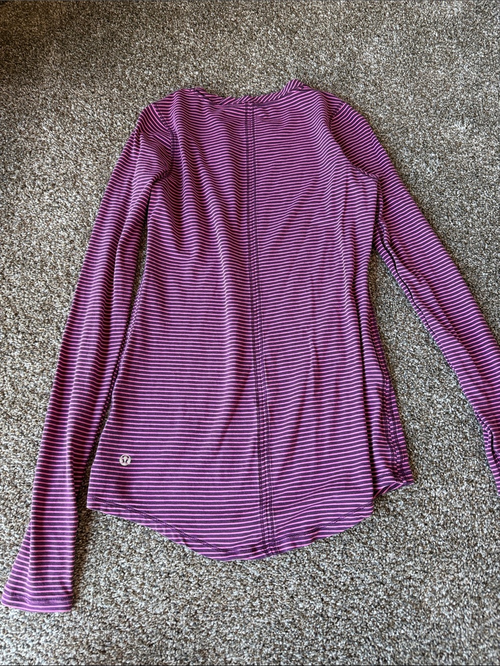 lululemon athletica Pink and White Striped Long-Sleeve Top